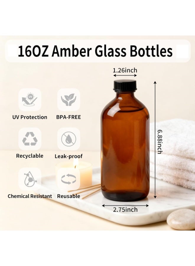 Luxoraq 500ml Amber Glass Bottle,  Brown Glass Boston Round Bottle, Refillable Containers for Essential Oils, Shampoo, Lotion, Soap, Cleaning Solutions, Lab Reagents – UV Protection, Leakproof Cap - Image 5